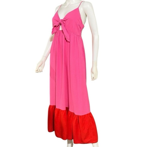Pink and Red Bow Maxi Dress - Picture 3 of 9